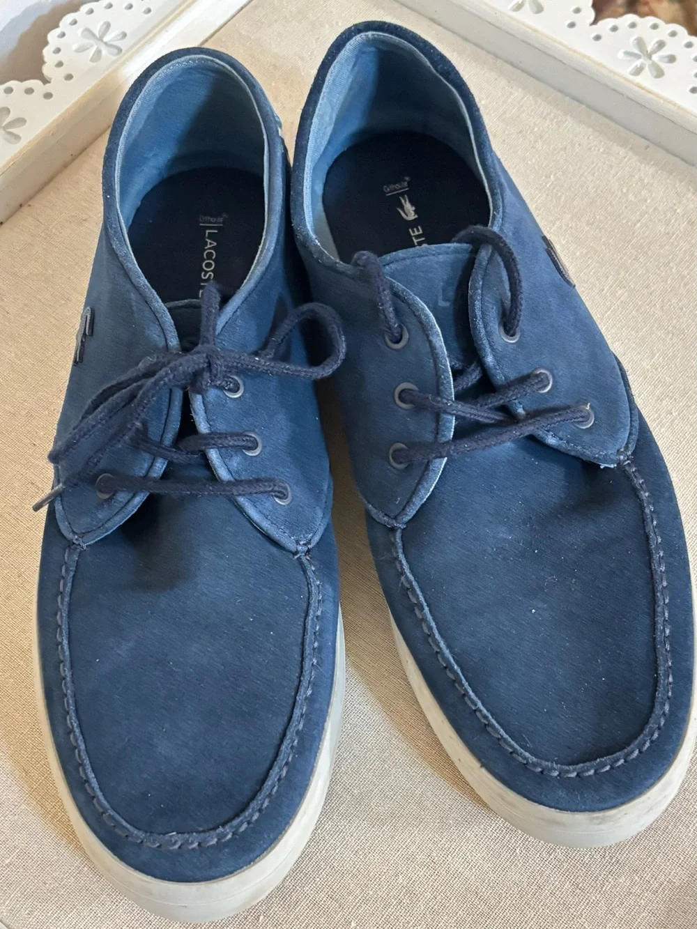 Lacoste, Sevrin Blue Suede With light Blue Leather Accent At Back. Men’s Size 12